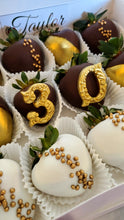 Load image into Gallery viewer, Chocolate Covered Luster Dipped Strawberry Number Box